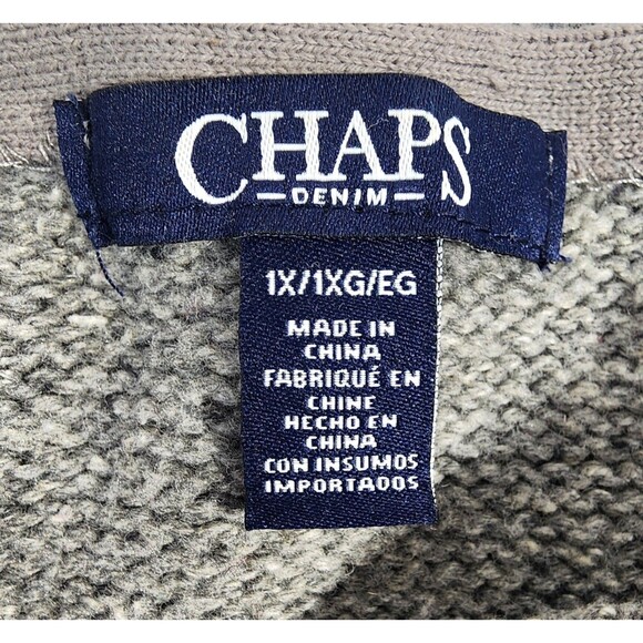 Chaps Fair Isle Sweater XL Cotton Blend Vintage Gray Crew Neck Womens Size 1X - Picture 6 of 15